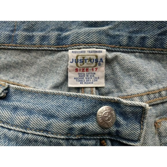Vintage 90s Just Jeans USA made distressed Blue Shorts Size 32 waist high rise - Picture 5 of 5